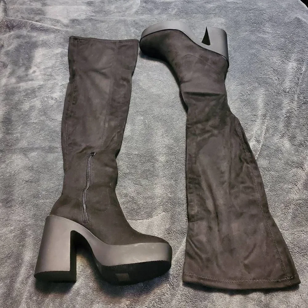Dolls Kill Three Letter Word Goth Emo Knee High Platform Boot Sz 7